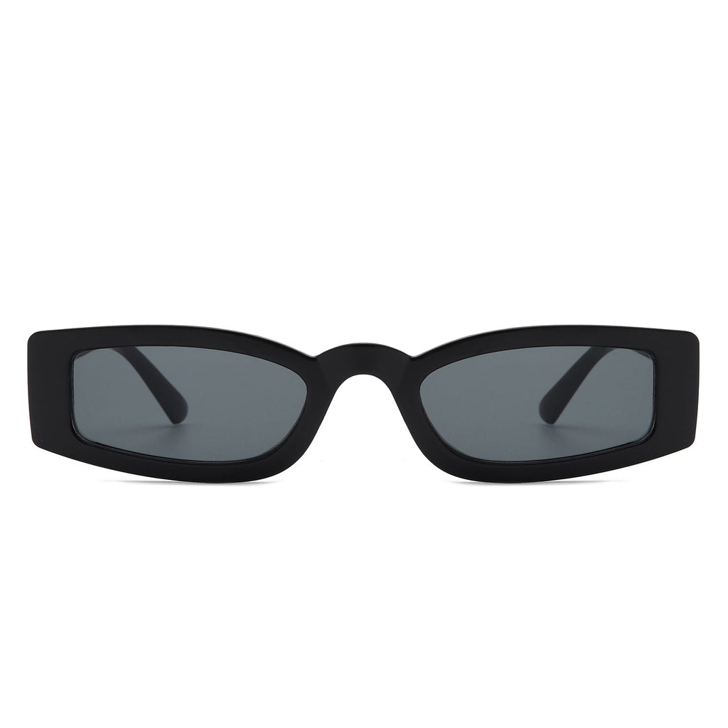 Starzest - Retro Rectangle Slim Tinted Square Narrow Sunglasses