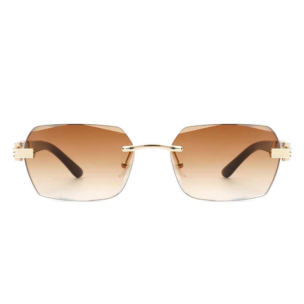 Hailstorm - Rectangle Retro Rimless Tinted Frameless Fashion Square Sunglasses