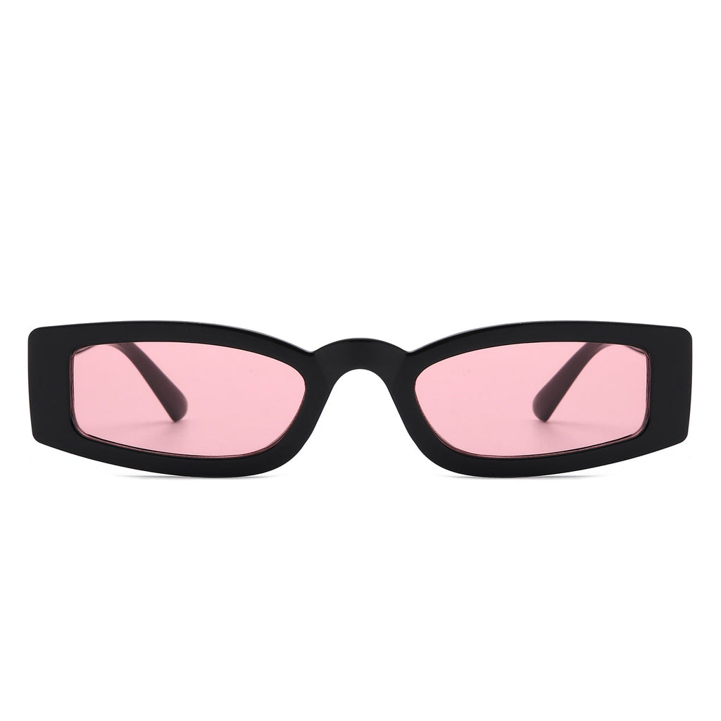 Starzest - Retro Rectangle Slim Tinted Square Narrow Sunglasses