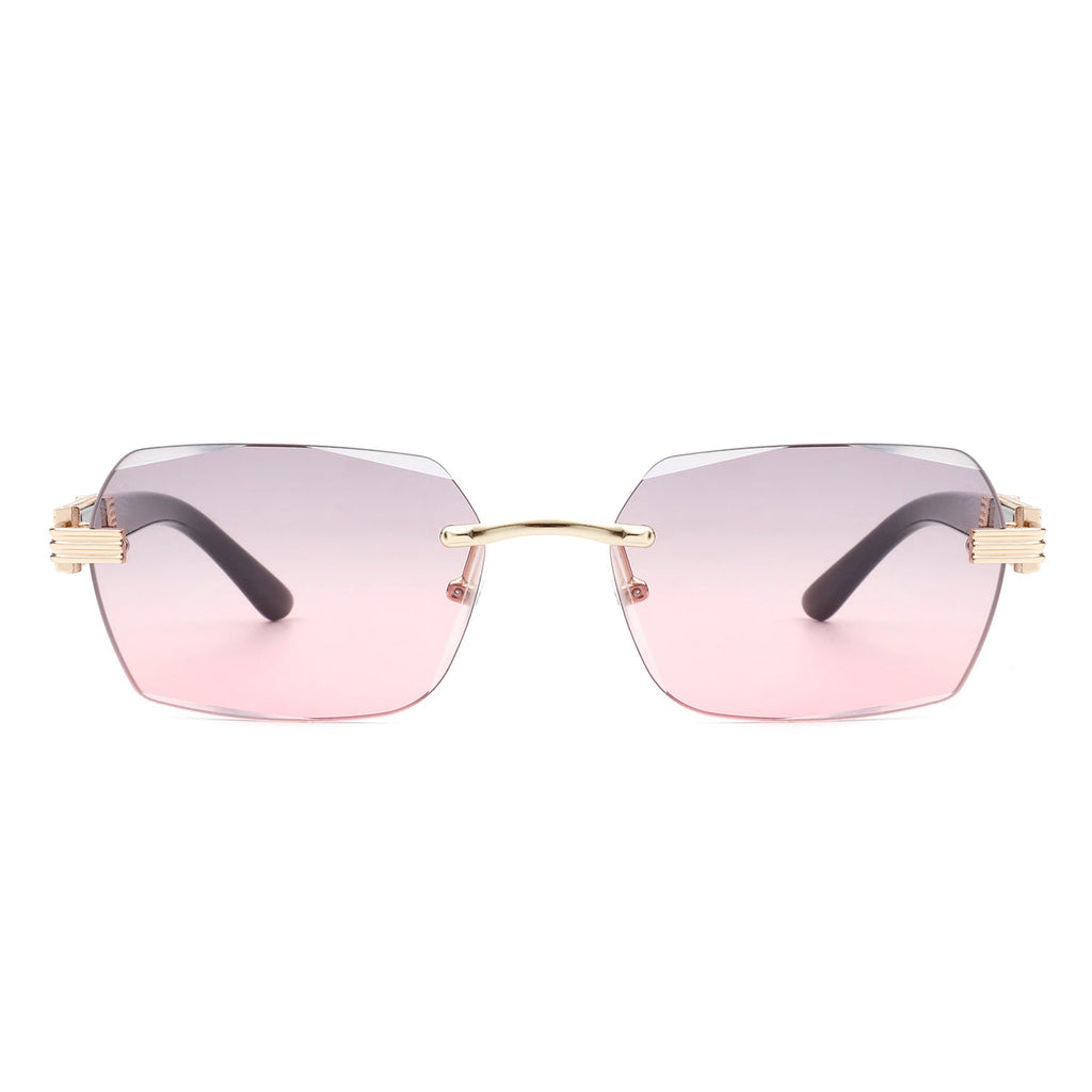 Hailstorm - Rectangle Retro Rimless Tinted Frameless Fashion Square Sunglasses