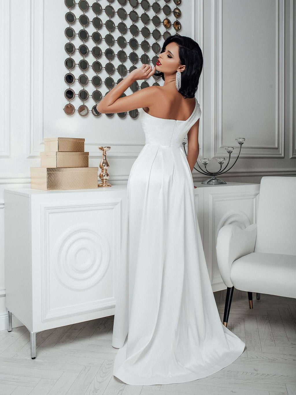 asymmetrical elegant black formal maxi dress handmade party dress unique evening dress