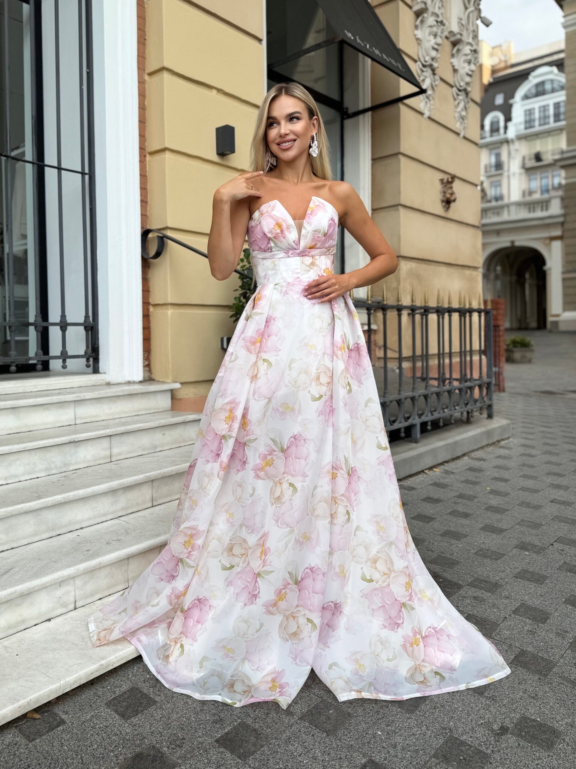 Maxi prom dress, wedding guest dress, garden party dress