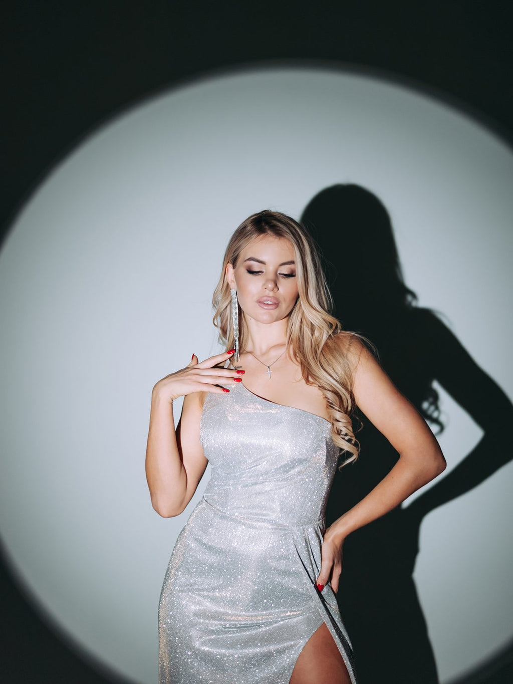 Black Shimmer Evening Gown | Off-Shoulder | GLOWSYOU