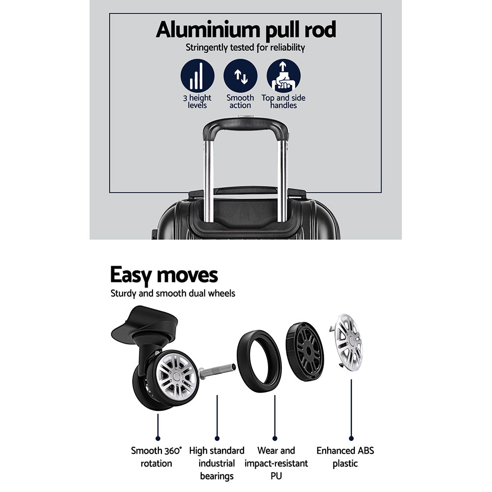 NNEDSZ 3pc Luggage Sets Suitcases Set Travel Hard Case Lightweight Black