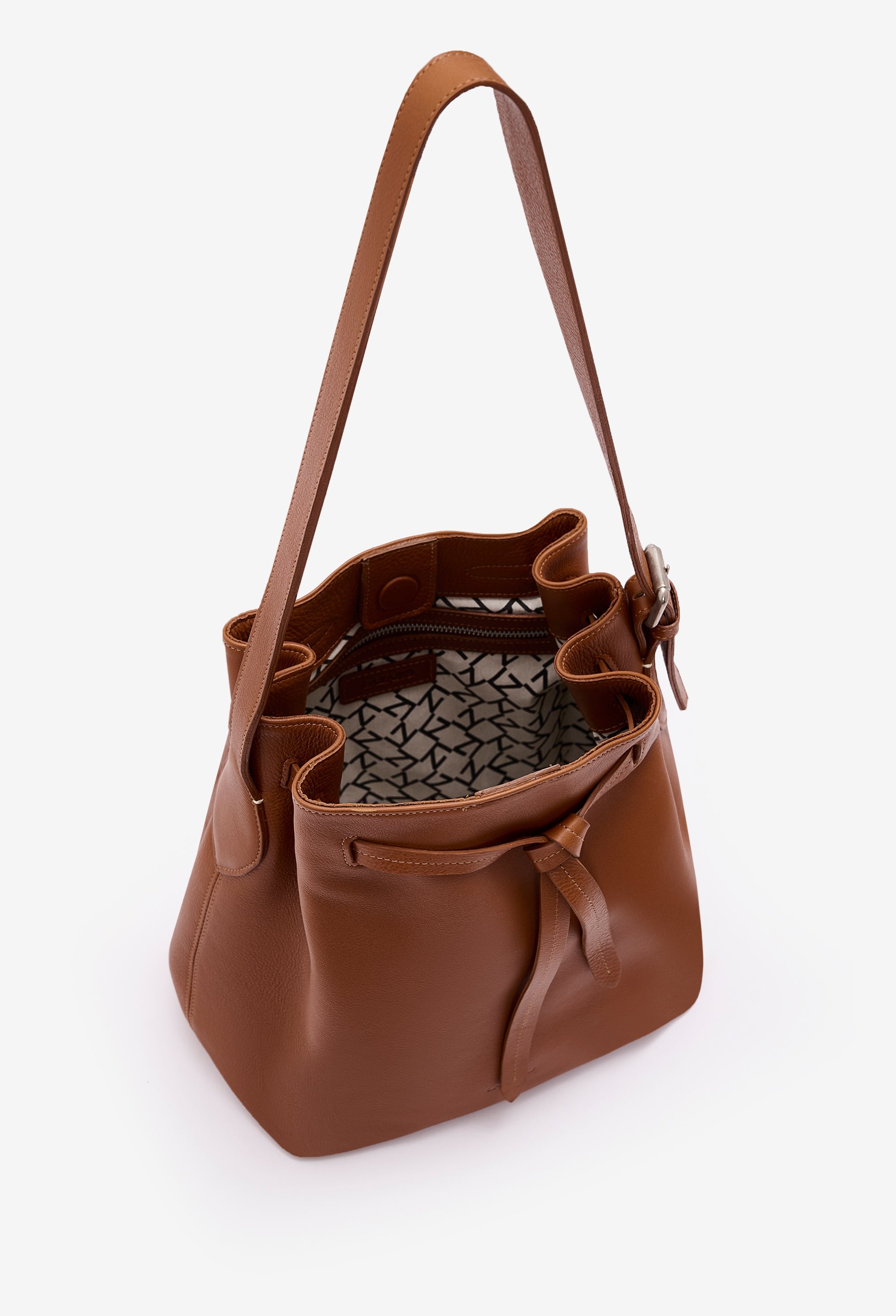 Coya Leather Bucket Bag - Cognac