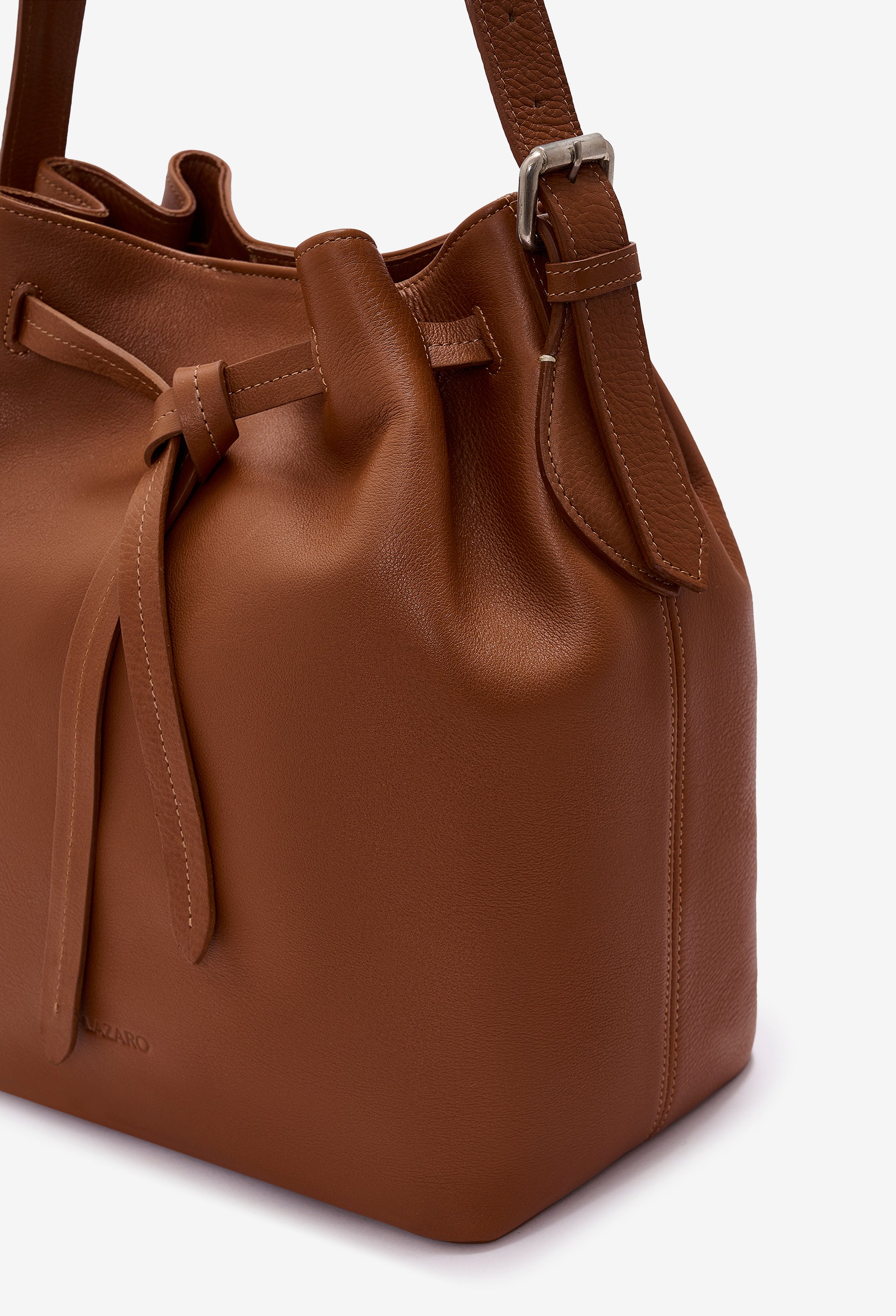Coya Leather Bucket Bag - Cognac