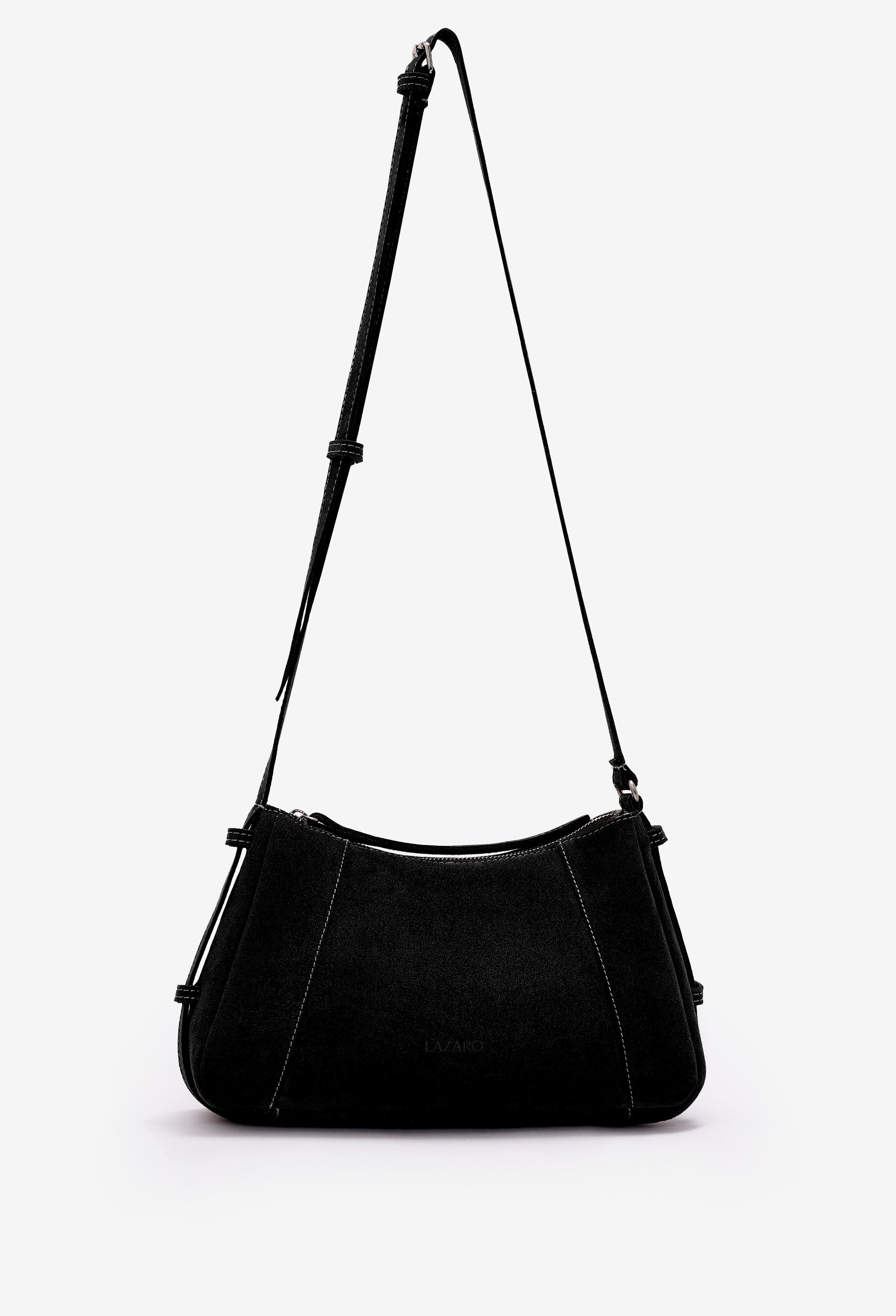 Nina Baguette Bag - Black Suede
