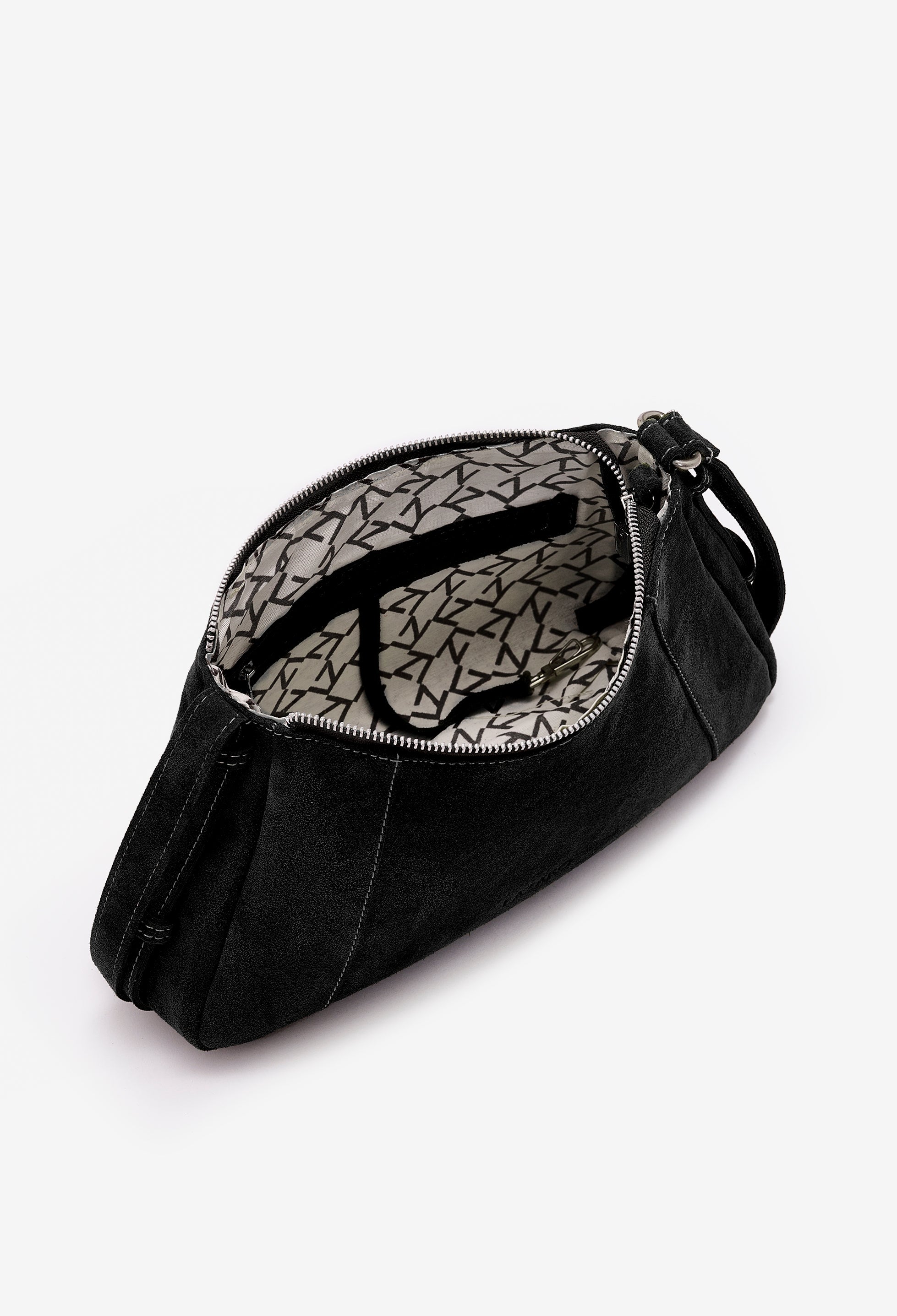 Nina Baguette Bag - Black Suede