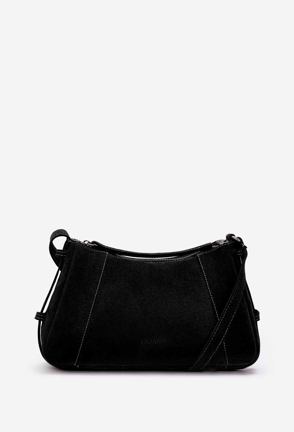 Nina Baguette Bag - Black Suede