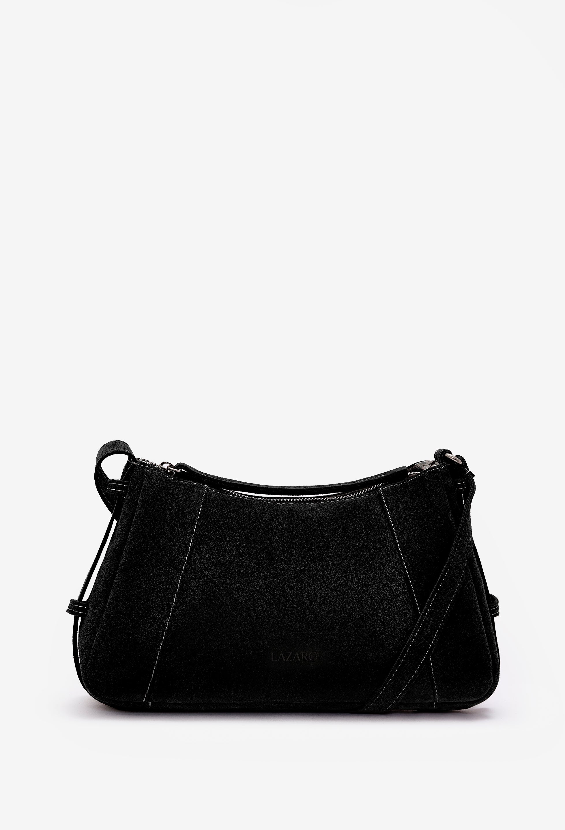 Nina Baguette Bag - Black Suede