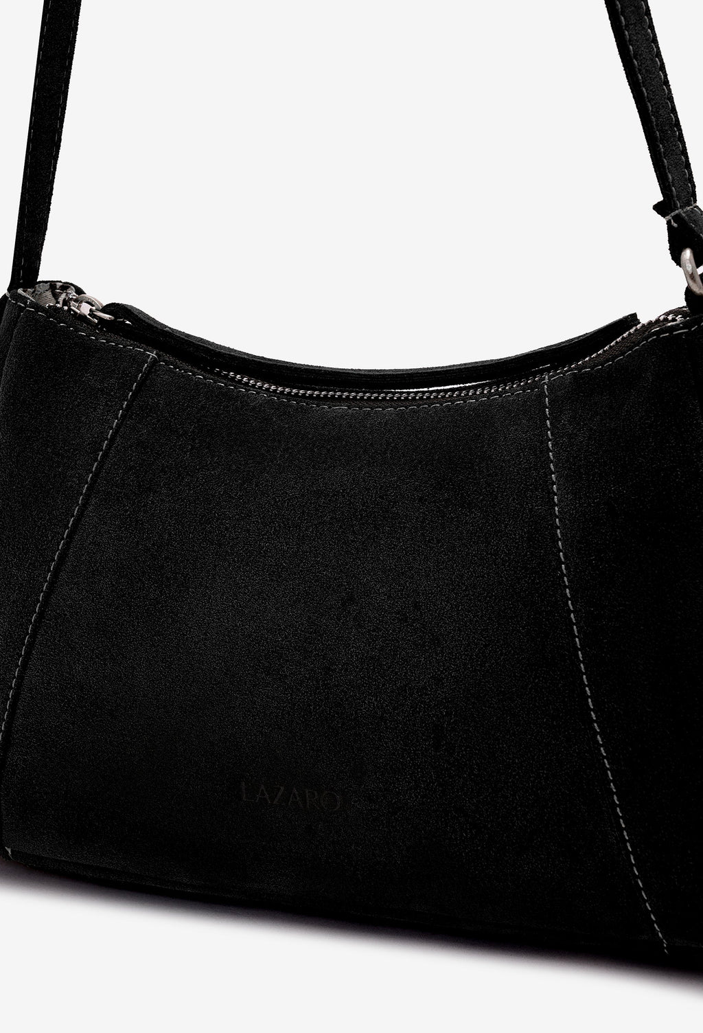 Nina Baguette Bag - Black Suede