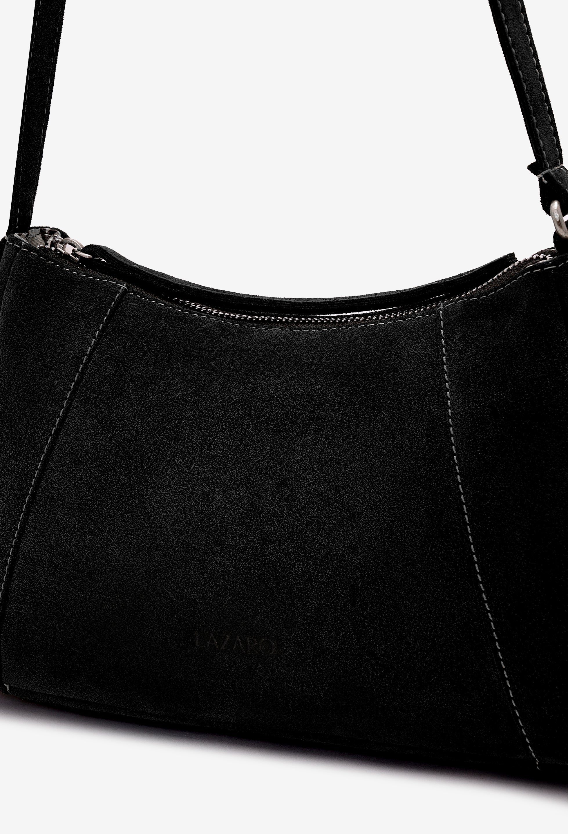 Nina Baguette Bag - Black Suede