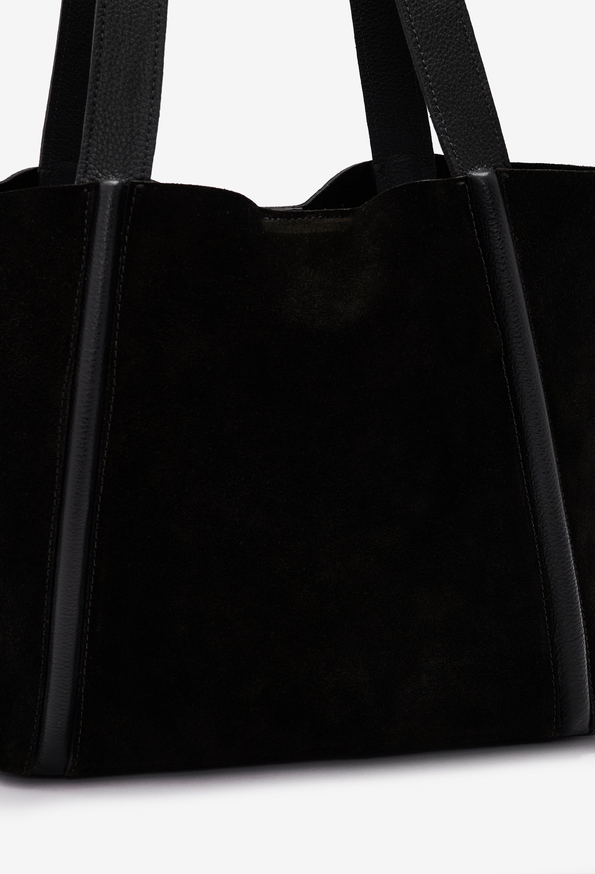 Sami Leather Tote Bag - Black Suede
