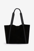 Sami Leather Tote Bag - Black Suede