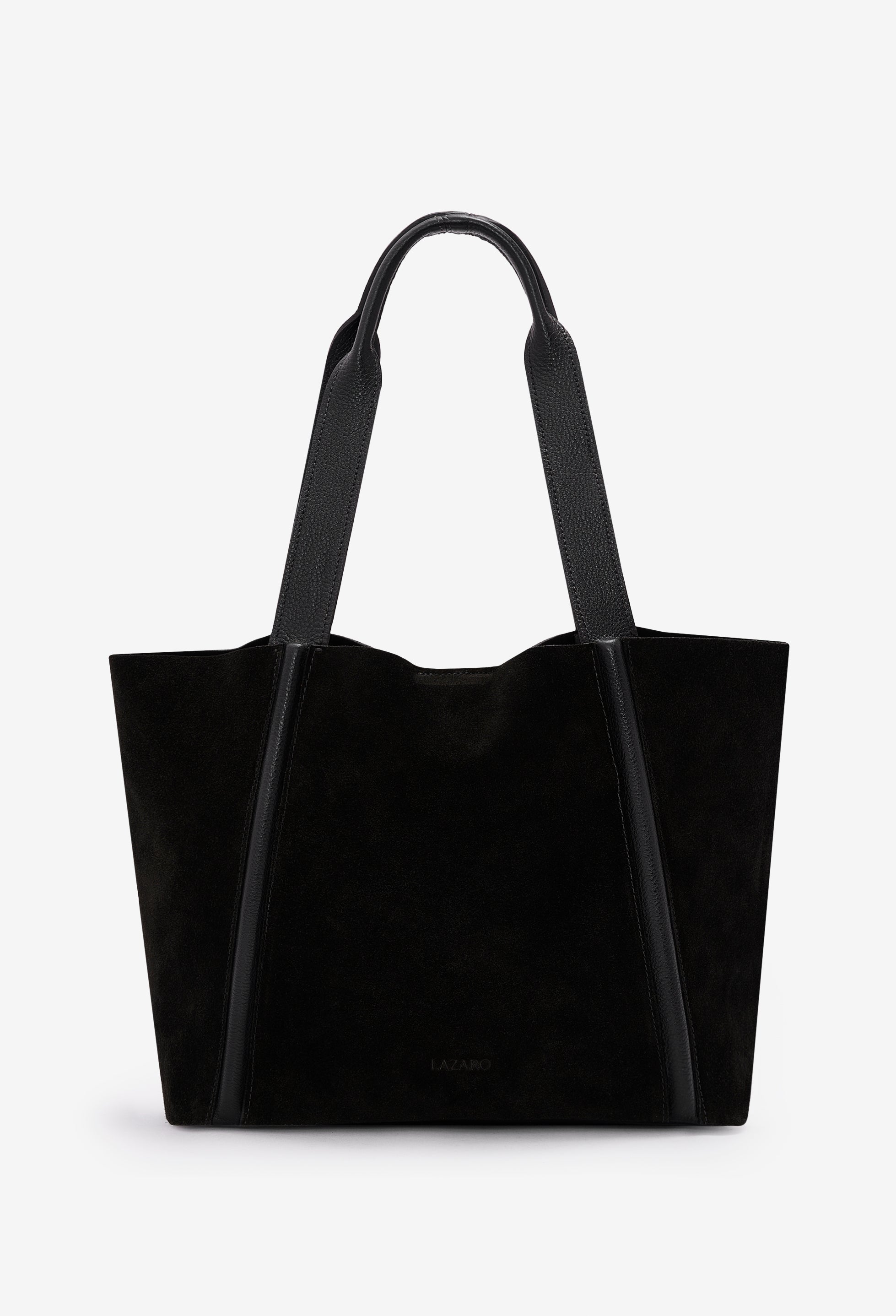 Sami Leather Tote Bag - Black Suede