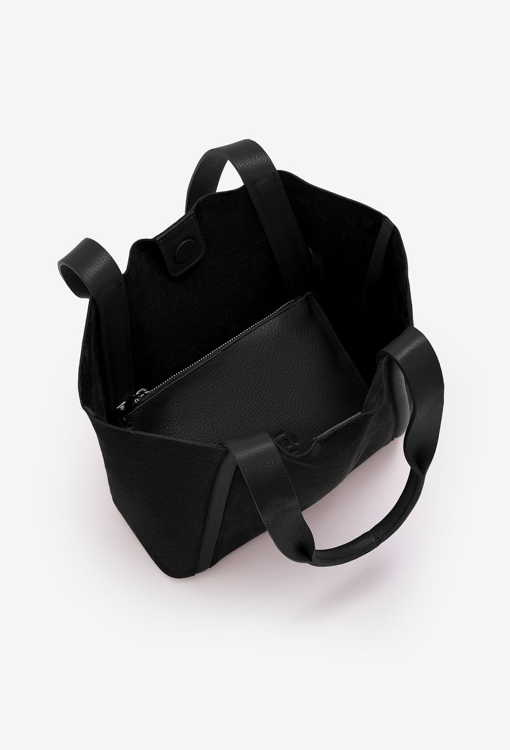 Sami Leather Tote Bag - Black Suede