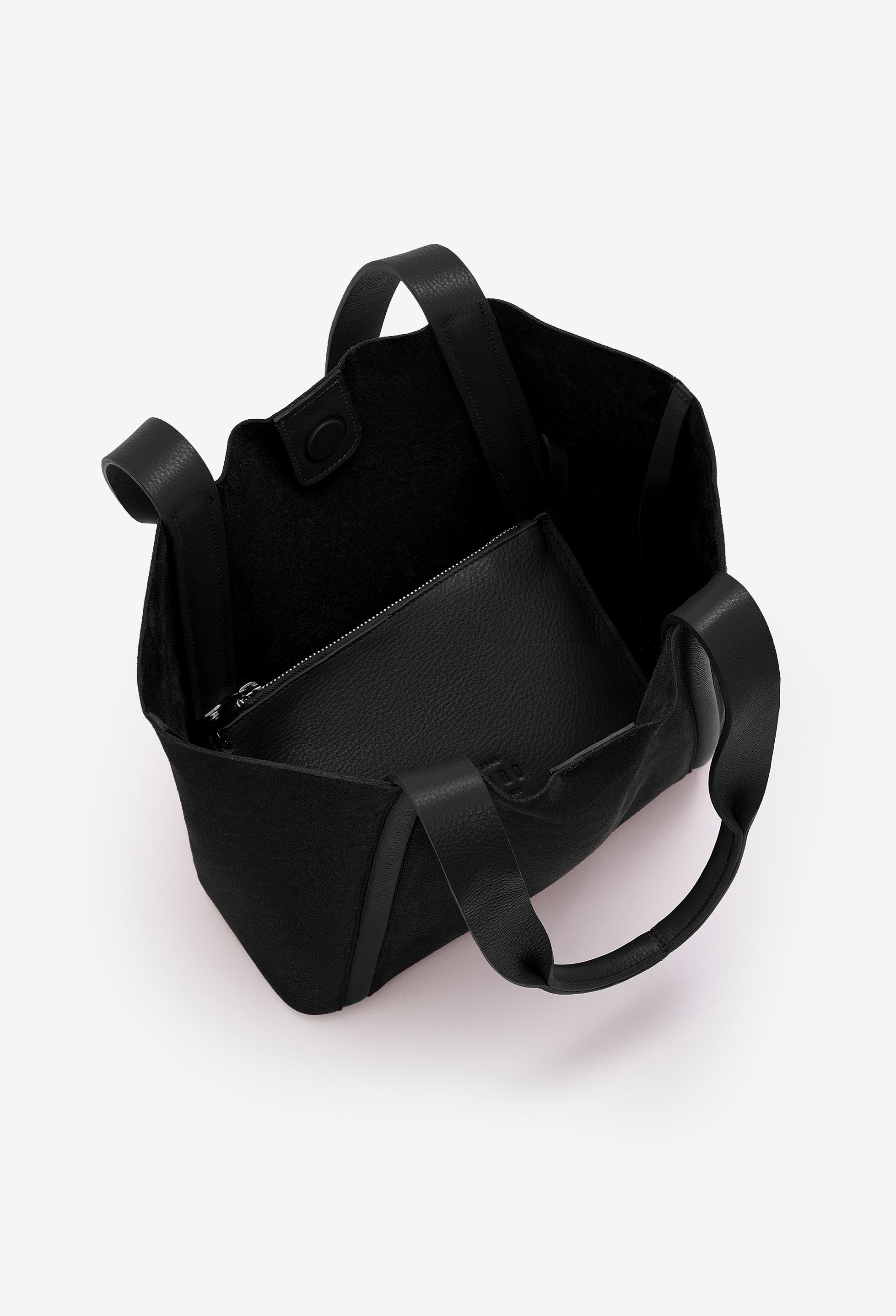 Sami Leather Tote Bag - Black Suede