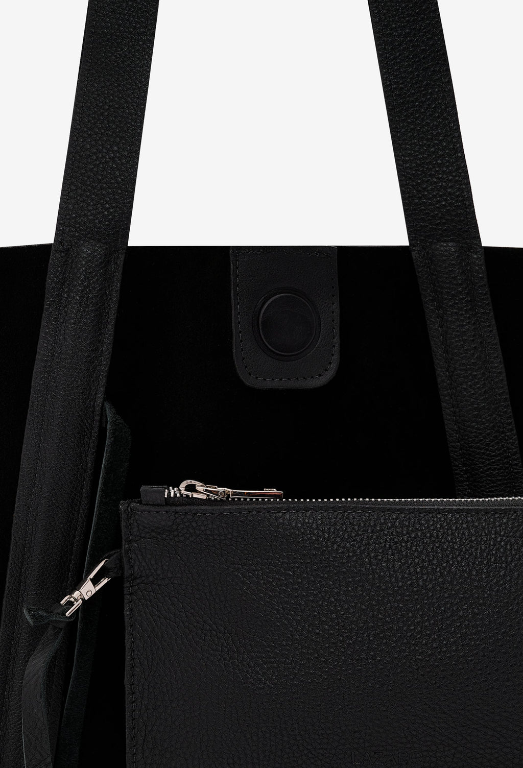 Sami Leather Tote Bag - Black Suede